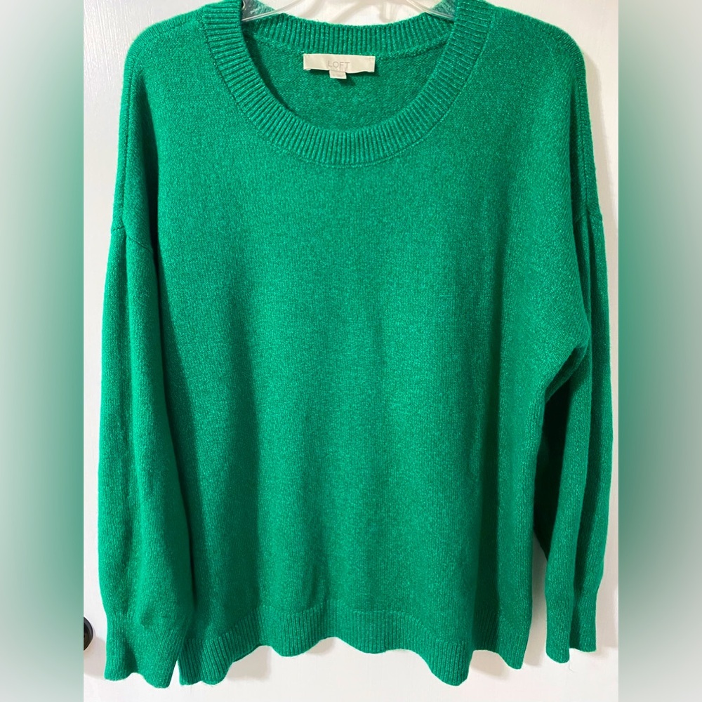 LOFT Green Crew Neck Sweater